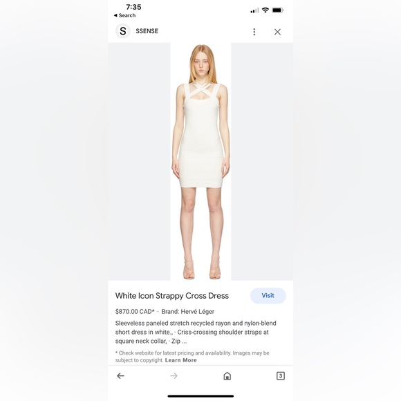 Selling a gorgeous BNWT white Herver  Leger dress is a size small - Picture 1 of 4